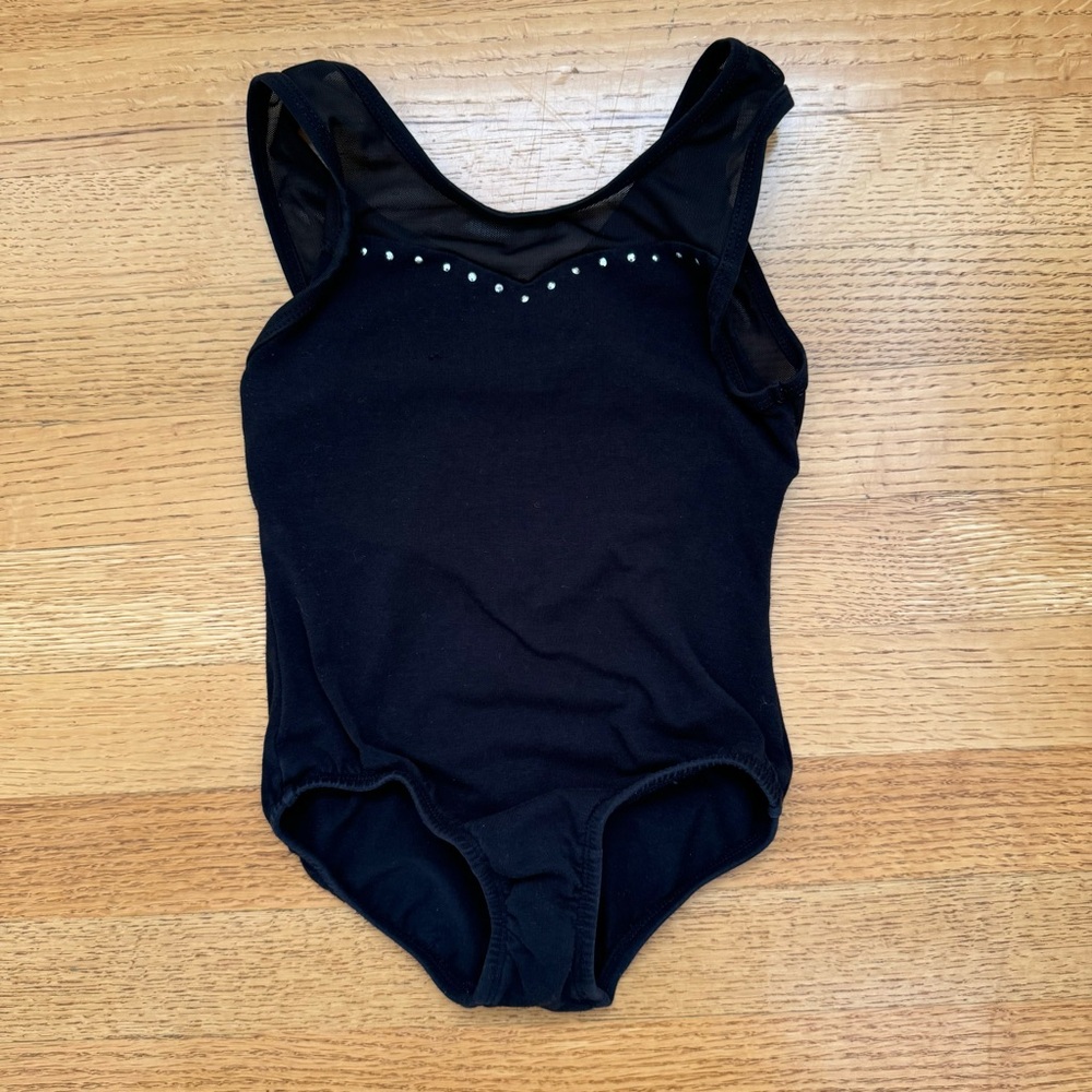 Cat & Jack Black Rhinestone and Mesh Leotard